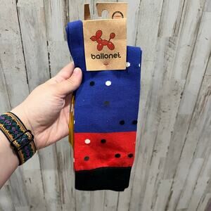 New! Ballonet Men’s Polka Dot Colorblock Crew Socks Size 8-12 Cotton Blend